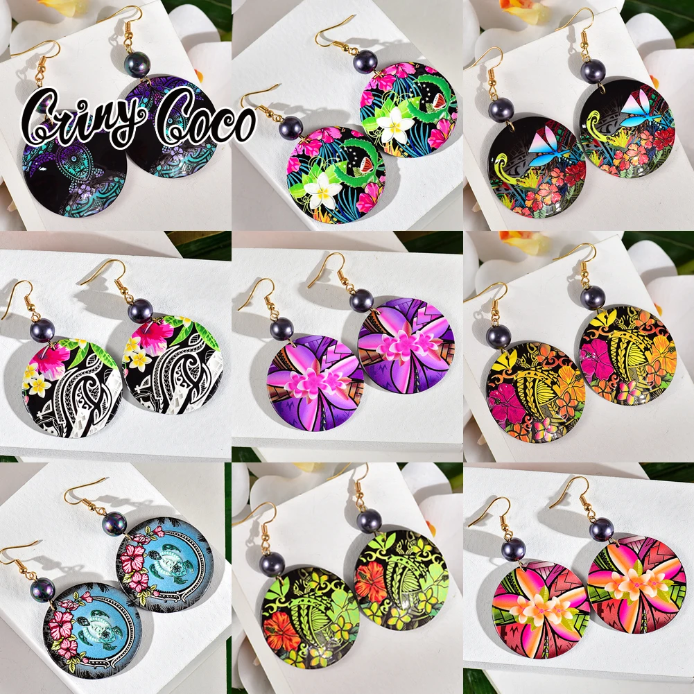 Cring Coco Fashion Acrylic Dangle Drop Earrings Hawaiian Plumeria Earings Accessories Wholesale Boho Jewelry for Women 2021 New | Украшения