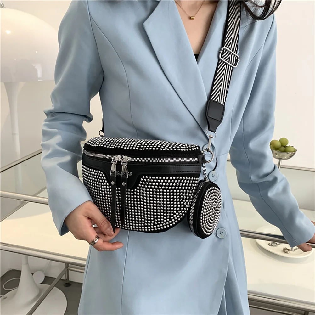 Fashion Rhinestone Waist Belt Bag Women Chest Pack Shoulder Crossbody Bag PU Leather Bling Phone Pack Rhinestone Fanny Pack
Fashion Rhinestone Waist Belt Bag Women Chest Pack Shoulder Crossbody Bag PU Leather Bling Phone Pack Rhinestone Fanny Pack