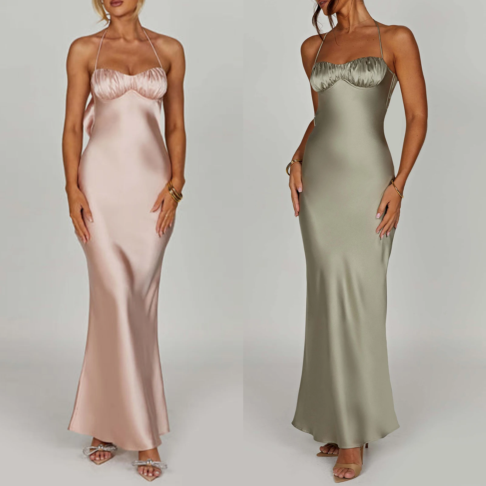 Elegant Style Ladies Bodycon Sling Dress Women Summer Tunic Dress Solid Color Halter Long Dress Slash Neck Tie Up Party Clothing
Elegant Style Ladies Bodycon Sling Dress Women Summer Tunic Dress Solid Color Halter Long Dress Slash Neck Tie Up Party Clothing