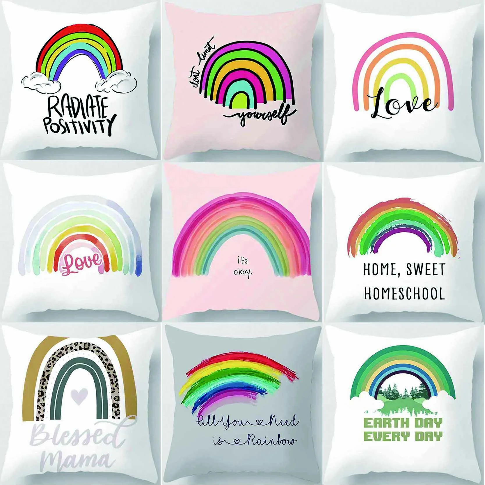Rainbow Printed Square Pillowcase, Used for Home Decoration, Car Sofa Cushion Cover
Rainbow Printed Square Pillowcase, Used for Home Decoration, Car Sofa Cushion Cover