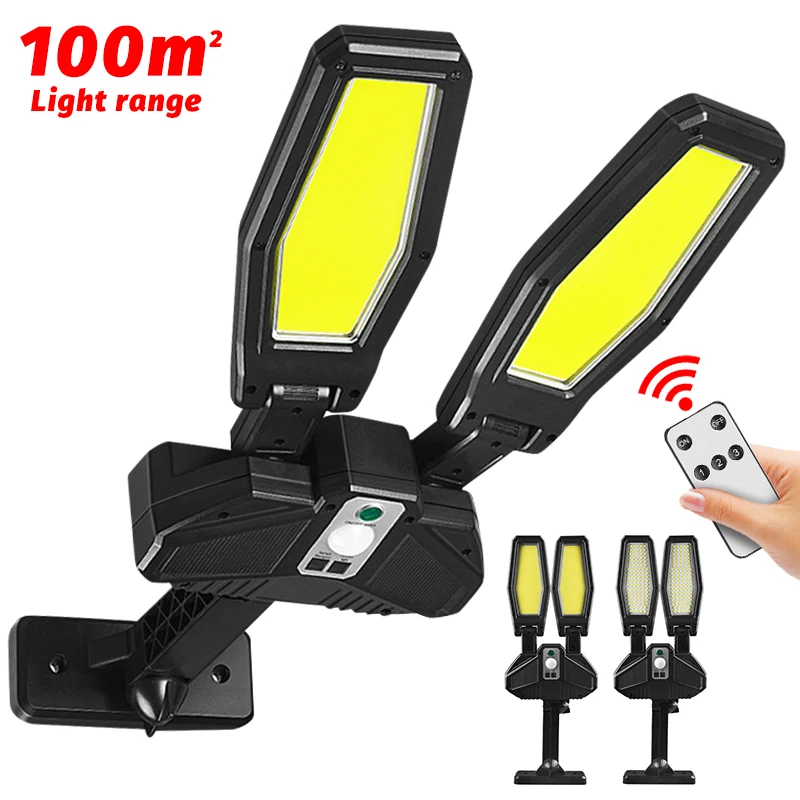 202COB Solar Power 2 Heads Remote Control 270° Motion Sensor Street FloodLight Wall Lamp Waterproof for Outdoor Garden Security
202COB Solar Power 2 Heads Remote Control 270° Motion Sensor Street FloodLight Wall Lamp Waterproof for Outdoor Garden Security