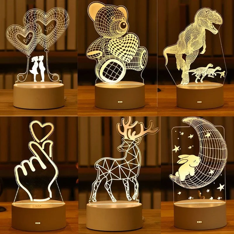 

Romantic Love 3D Illusion Acrylic LED Night lamp Light for Bedroom USB Lamp Kid Gift Table Lamps Decor Christmas Birthday Party