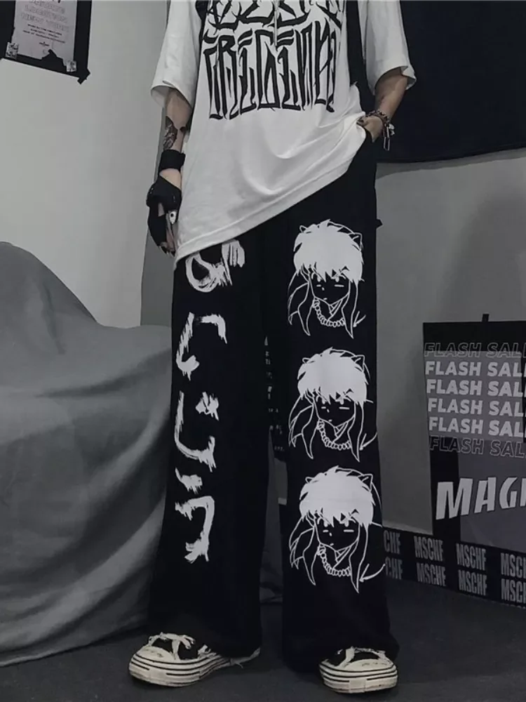 Japanese Harajuku Anime Print Wide Leg Pants Women Hippie Streetwear Black Sweatpants Korean Style Trousers
Japanese Harajuku Anime Print Wide Leg Pants Women Hippie Streetwear Black Sweatpants Korean Style Trousers