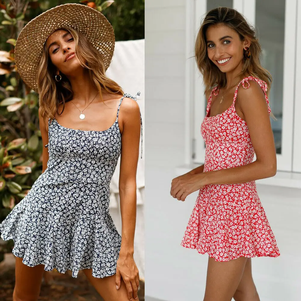 Women's Summer Flowers Print Playsuits Vintage Boho Bohemian Dresses Beach Shorts Rompers Ladies Casual Sundress Holiday Clothes
Women's Summer Flowers Print Playsuits Vintage Boho Bohemian Dresses Beach Shorts Rompers Ladies Casual Sundress Holiday Clothes
