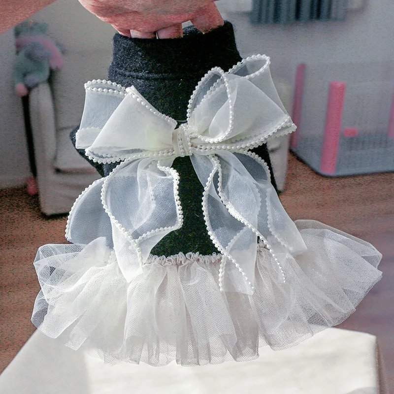 Puppy Lace Puffy Skirt Autumn Winter Pearl Bow Fashionable Dress Warm Pullover Knitted Sweater Chihuahua Yorkshire Bulldog Cat
Puppy Lace Puffy Skirt Autumn Winter Pearl Bow Fashionable Dress Warm Pullover Knitted Sweater Chihuahua Yorkshire Bulldog Cat