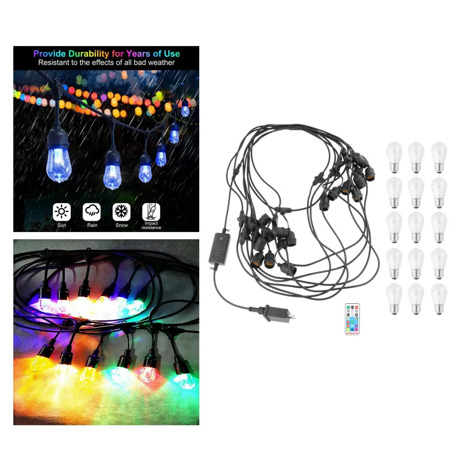 Outdoor String Light Shatterproof 48ft Color Changing for Halloween Patio Porch Home Party
Outdoor String Light Shatterproof 48ft Color Changing for Halloween Patio Porch Home Party