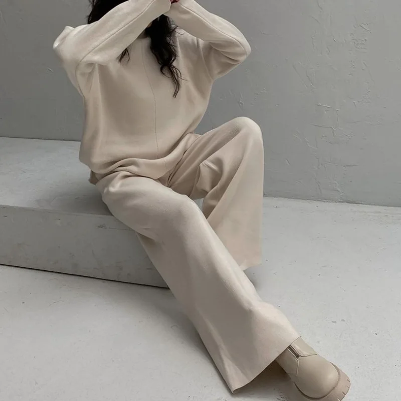 Hot Sale Casual Solid Color Knit Pullover Turtleneck Sweater Set Loose Top Pants Long Sleeve Women Sweater Female Pullover Tops
Hot Sale Casual Solid Color Knit Pullover Turtleneck Sweater Set Loose Top Pants Long Sleeve Women Sweater Female Pullover Tops