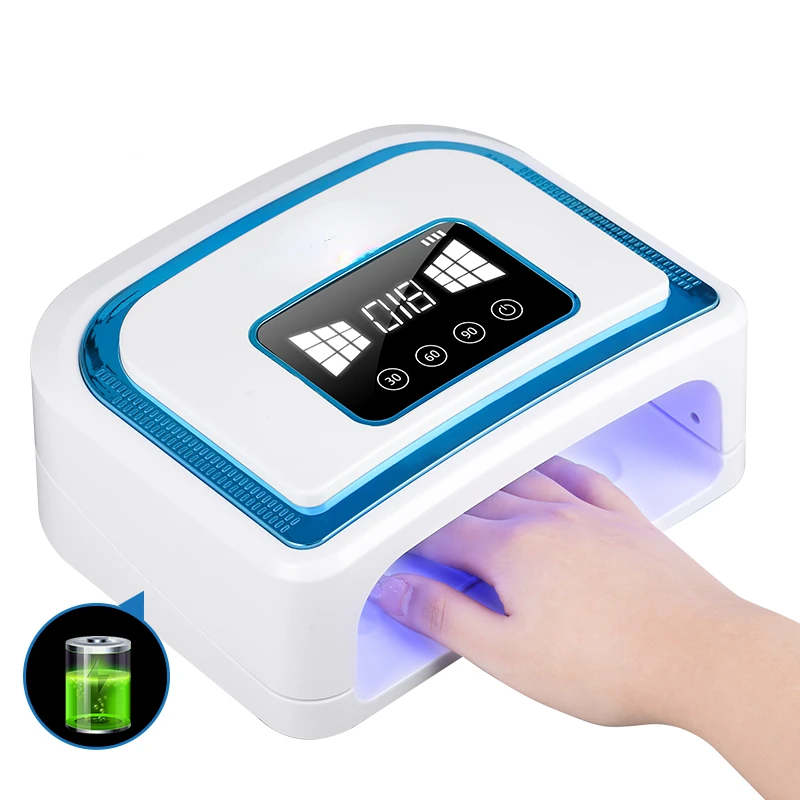 Blue Cordless UV Led Nail Lamp Wireless Nail Dryer 120W Rechargeable Polish Gel Curing Light with LCD Display for home Salon
Blue Cordless UV Led Nail Lamp Wireless Nail Dryer 120W Rechargeable Polish Gel Curing Light with LCD Display for home Salon
