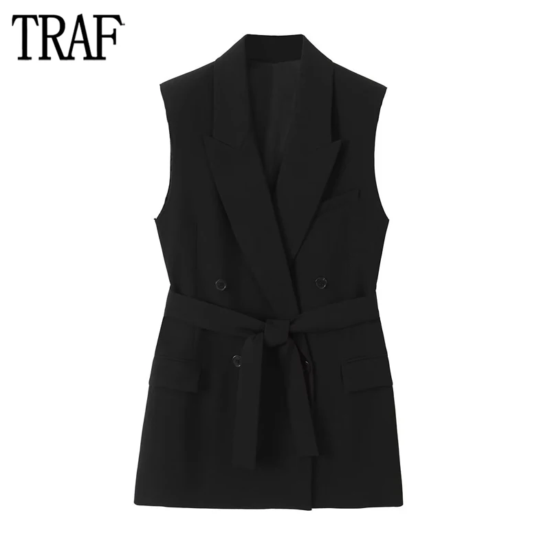 TRAF 2023 Black Long Vests for Women Crossover Sleeveless Jacket Women Belt Double Breasted Vest Woman Autumn Waistcoat Women
TRAF 2023 Black Long Vests for Women Crossover Sleeveless Jacket Women Belt Double Breasted Vest Woman Autumn Waistcoat Women