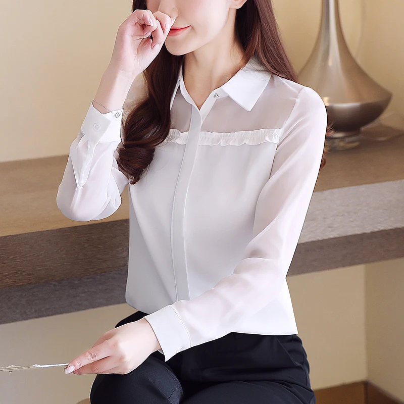 Korean Women Shirts Chiffon Blouses Long Sleeve Shirts Top Woman White Shirt Woman Ruffles Lace Splice Blouse Buttom Ladies Tops
Korean Women Shirts Chiffon Blouses Long Sleeve Shirts Top Woman White Shirt Woman Ruffles Lace Splice Blouse Buttom Ladies Tops