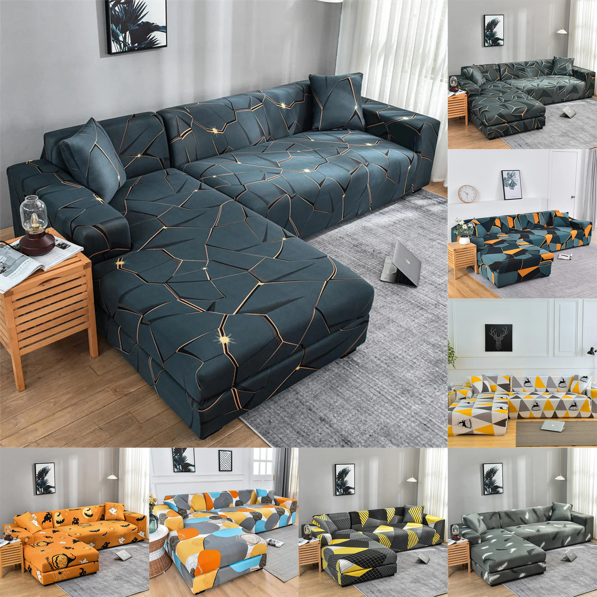 

Elastic Sofa Covers for Living Room Stretch Slipcovers Sectional Couch Cover L Shape Corner Armchair Cover 1/2/3/4 Seater Covers