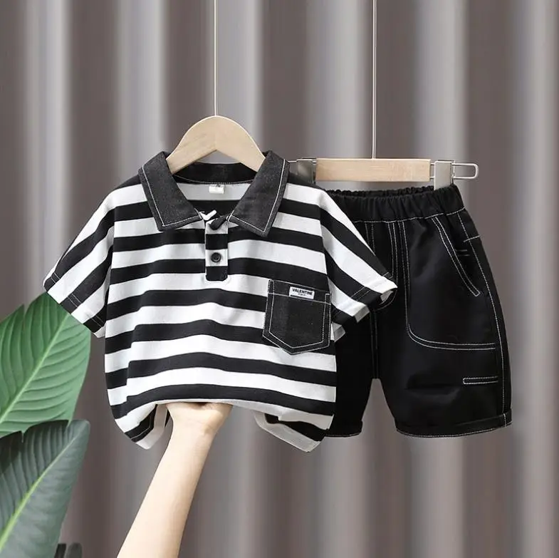 Toddler Summer baby Clothes handsome boy Turn-down Collar Striped T-shirts Tops+Shorts 2pcs children suits casual kids tracksuit
Toddler Summer baby Clothes handsome boy Turn-down Collar Striped T-shirts Tops+Shorts 2pcs children suits casual kids tracksuit