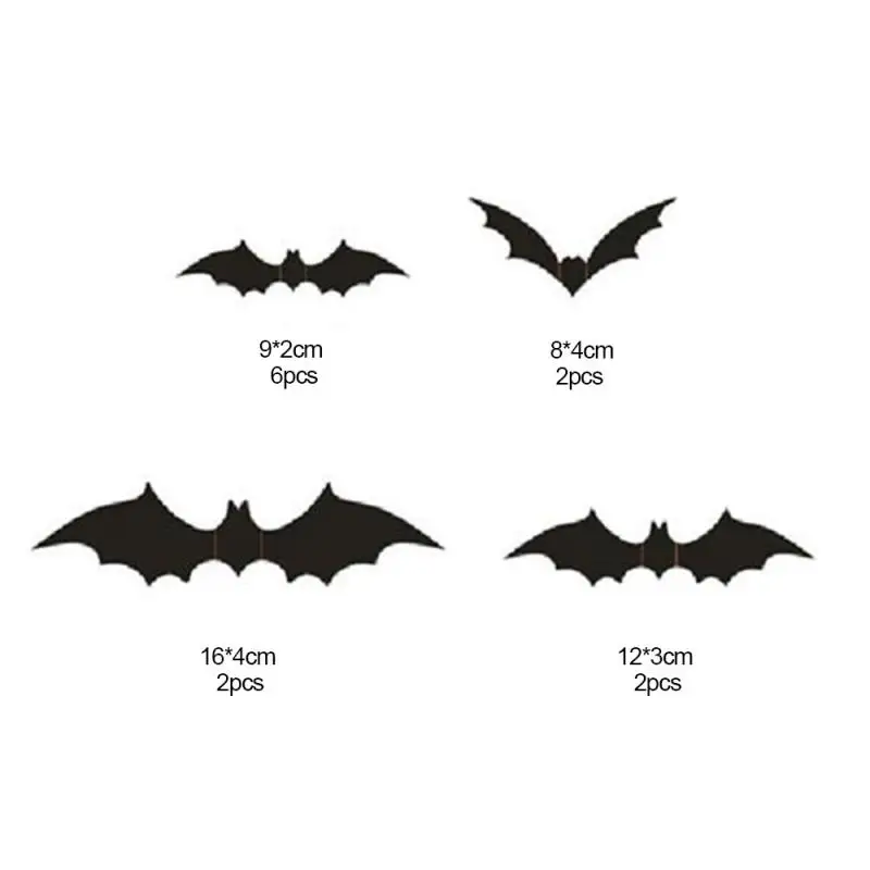 

Set Of 12 Scary Bats Anti-moisture 25g Easy To Apply And Remove Haunted House Top-rated Bat Wall Decals 3d Spooky Atmosphere Bat