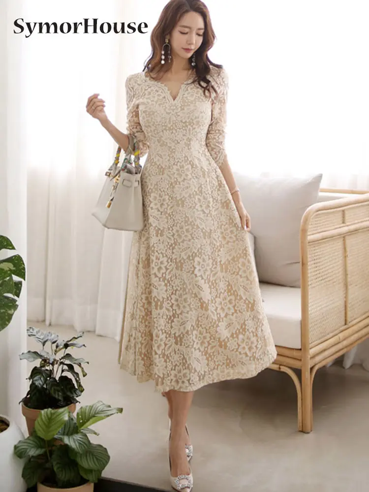 2022 Spring Summer A-line Lace Dress Women Full Sleeve Long Swing Dresses OL Special Occasion Evening Party Vestidos Autumn
2022 Spring Summer A-line Lace Dress Women Full Sleeve Long Swing Dresses OL Special Occasion Evening Party Vestidos Autumn