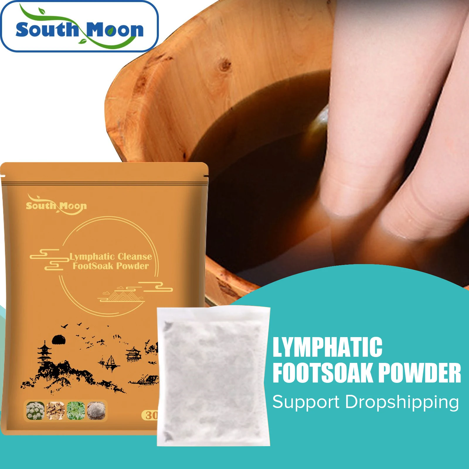 

South Moon Foot Bath Powder Wormwood Relieve Fatigue Herbal Detoxification Anti Edema Dysmenorrhea Insomnia Ginger Feet Soaking