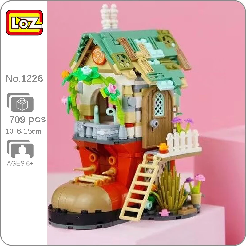 

LOZ 1226 World Architecture Forest Log Cabin Shoe House Rabbit Ladder Garden Mini Blocks Bricks Building Toy For Children No Box