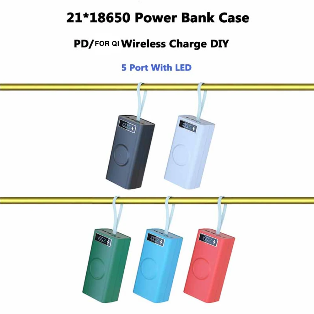 21*18650 Battery Case power bank 5 Port Type C Fast charging DIY Dual USB PD For QI LED Detachable Battery Shell Storage
21*18650 Battery Case power bank 5 Port Type C Fast charging DIY Dual USB PD For QI LED Detachable Battery Shell Storage