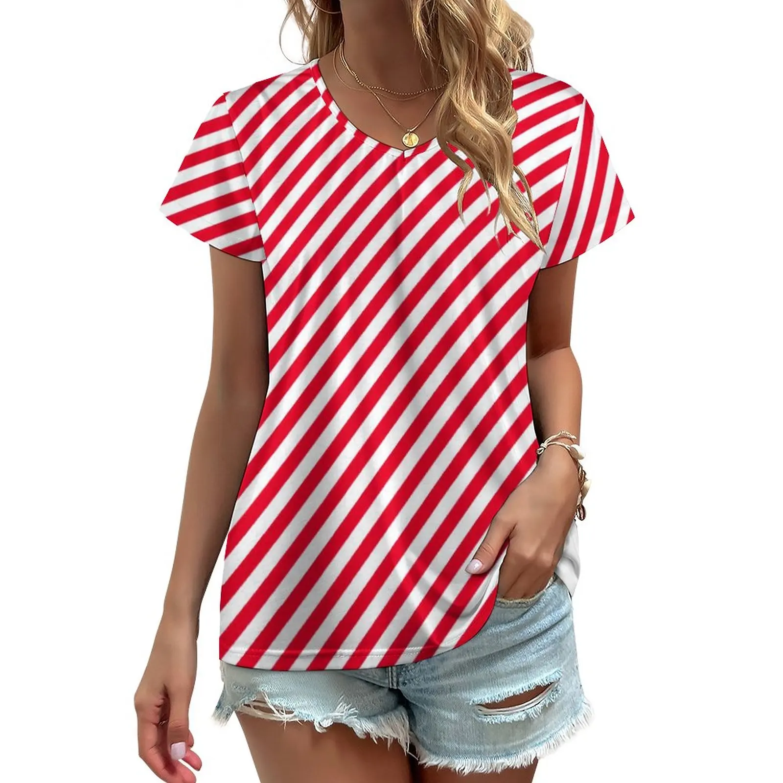 Red White Diagonal Striped T-Shirt Red Stripes Christmas Pretty T Shirts V Neck Short Sleeve Graphic Tshirt Basic Tees Big Size
Red White Diagonal Striped T-Shirt Red Stripes Christmas Pretty T Shirts V Neck Short Sleeve Graphic Tshirt Basic Tees Big Size