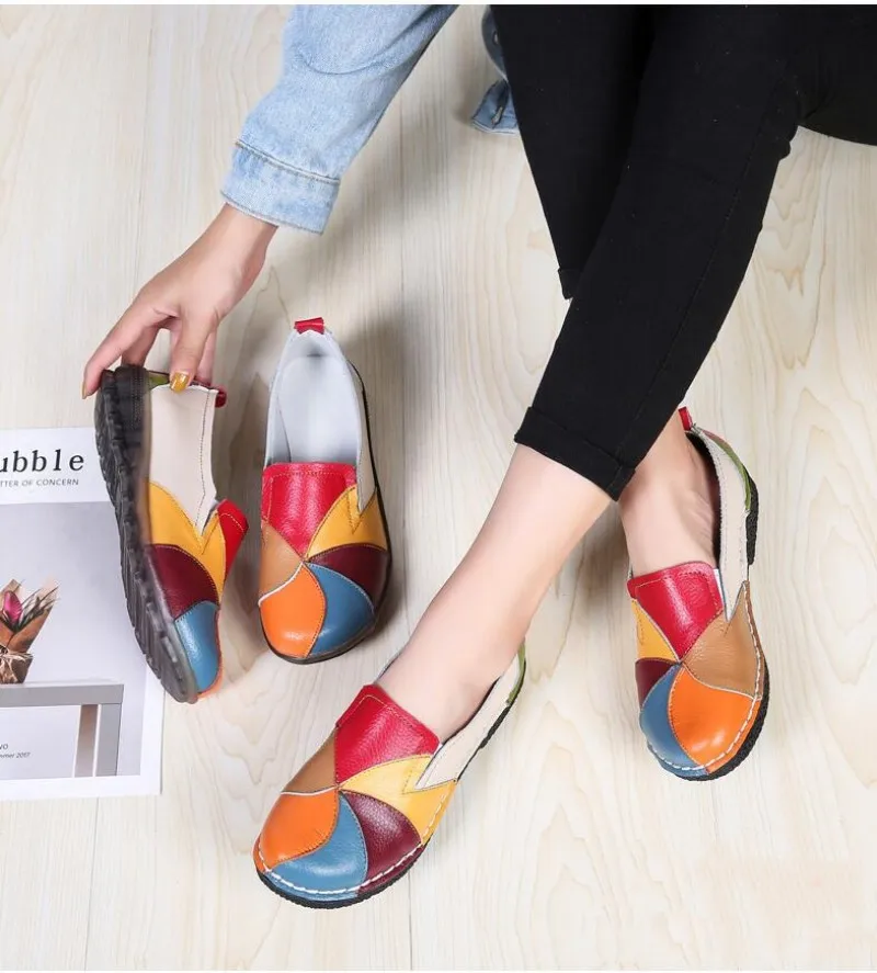 Spring Women's Ladies Female Woman Mother Shoes Flats Genuine Leather Loafers Mixed Colorful Non Slip On Plus Size 35-42
Spring Women's Ladies Female Woman Mother Shoes Flats Genuine Leather Loafers Mixed Colorful Non Slip On Plus Size 35-42