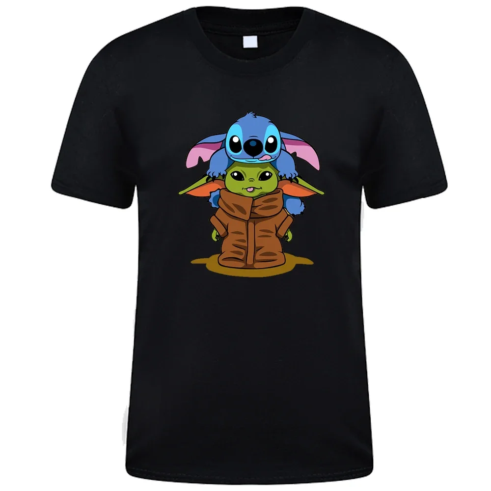 Футболка мужская с мультяшным принтом Baby Yoda модный топ из хлопка Диснея в стиле