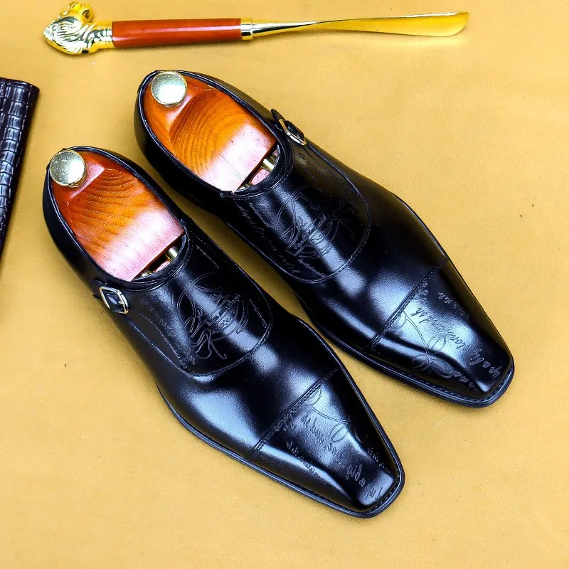 Square Head Mens Formal Shoes Genuine Leather Oxford Black Monk Strap Men Italy Dress Shoes Business Wedding Loafers Luxury
Square Head Mens Formal Shoes Genuine Leather Oxford Black Monk Strap Men Italy Dress Shoes Business Wedding Loafers Luxury