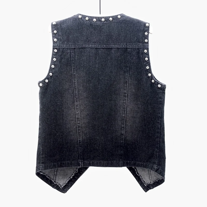 Fashion Spring Rivet Big Pocket Short Denim Vests Women V-Neck Sleeveless Jacket Coat Black Jeans Vest Vintage Waistcoat Female
Fashion Spring Rivet Big Pocket Short Denim Vests Women V-Neck Sleeveless Jacket Coat Black Jeans Vest Vintage Waistcoat Female