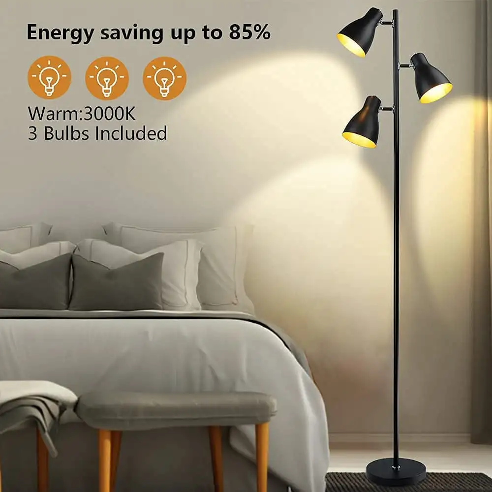 Industrial 3 Light Tree Floor Lamps, Rustic Floor Lamp with 3 Head Black Cage & E26 Vintage Edison Bulbs, Farmhouse Standing Lam
Industrial 3 Light Tree Floor Lamps, Rustic Floor Lamp with 3 Head Black Cage & E26 Vintage Edison Bulbs, Farmhouse Standing Lam