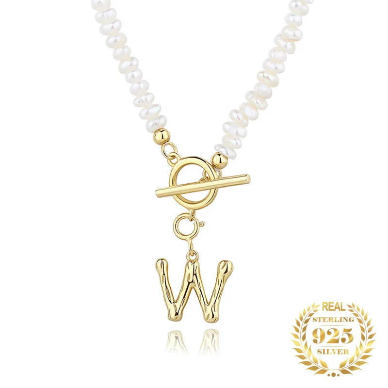 DIY Name Alphabet Pendants Fashion Jewelry Toggle Clasp Irregular Pearl Necklace Women Sterling Silver 925 Necklace Trendy
DIY Name Alphabet Pendants Fashion Jewelry Toggle Clasp Irregular Pearl Necklace Women Sterling Silver 925 Necklace Trendy
