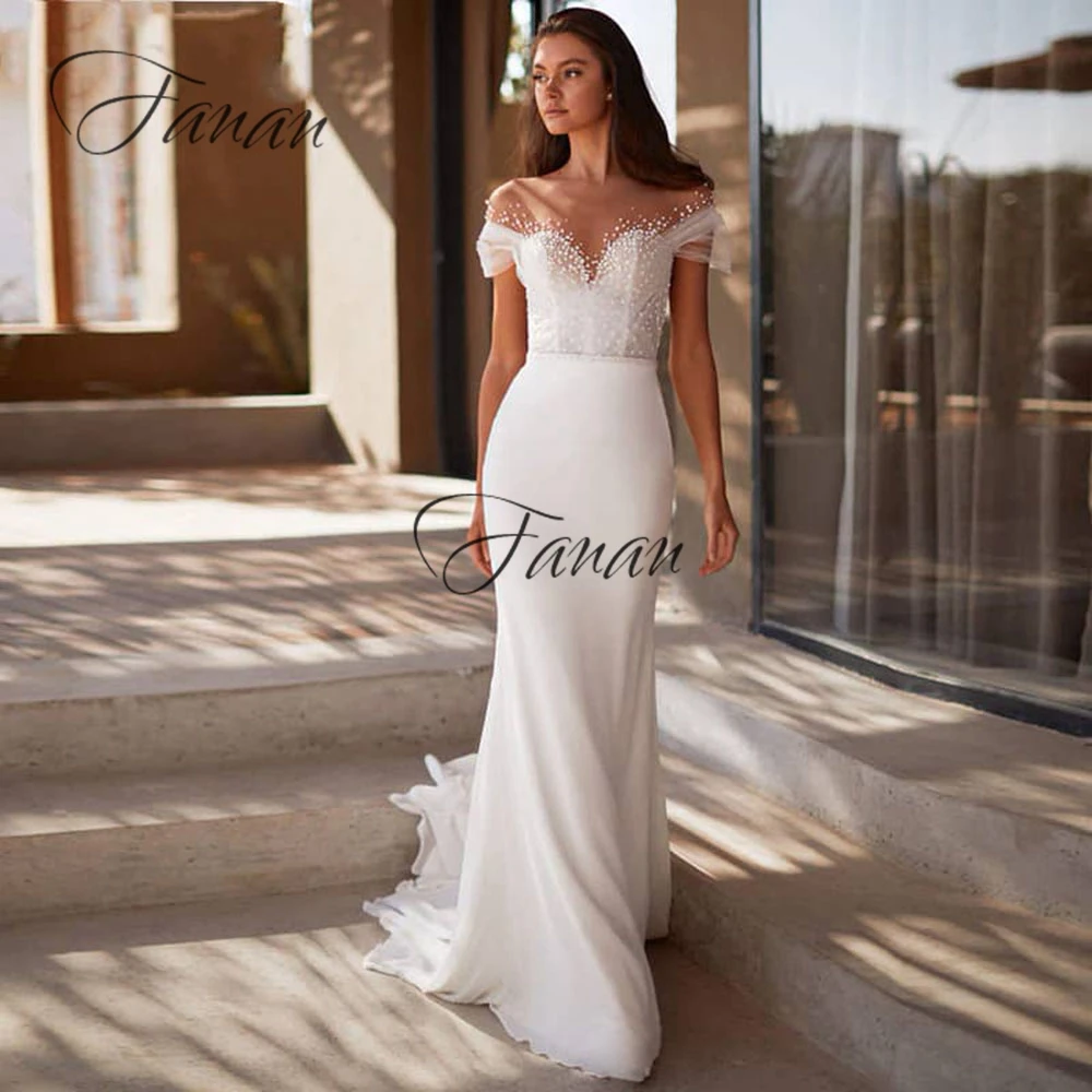 Elegant Sweetheart Neck Mermaid Wedding Dresses With Chiffon Train Off The Shoudler Wedding Gowns Beading Backless Bride Dress
Elegant Sweetheart Neck Mermaid Wedding Dresses With Chiffon Train Off The Shoudler Wedding Gowns Beading Backless Bride Dress