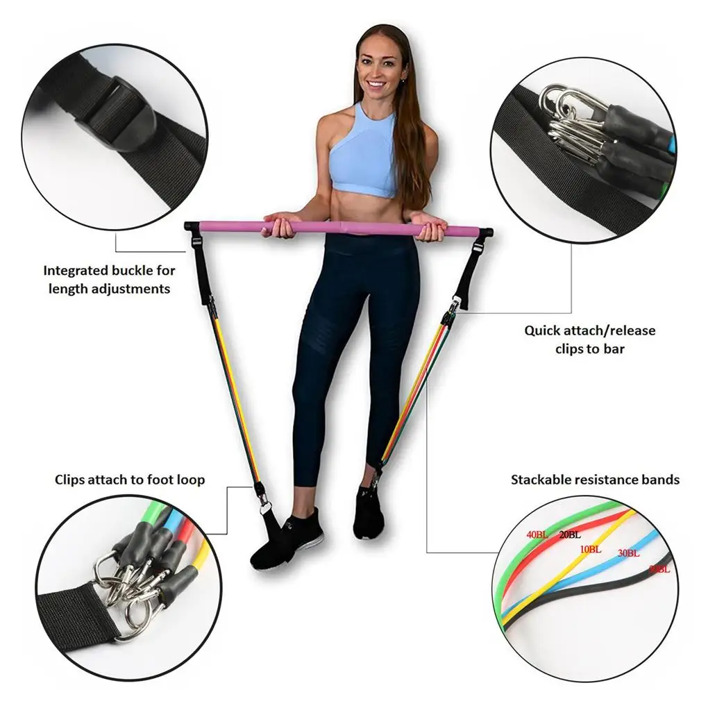 Pilates Bar Adjustable Different Heights Universal Resistance Band Exercise Stick Home Women Full Body Stretching Black
Pilates Bar Adjustable Different Heights Universal Resistance Band Exercise Stick Home Women Full Body Stretching Black
