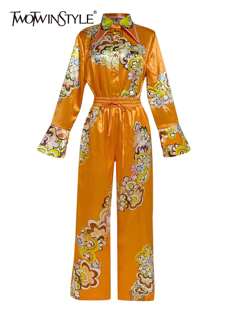 TWOTWINSTYLE Colorblock Printing Two Piece Sets For Women Lapel Long Sleeves Tops High Waist Wide Leg Pants Casual Set Female
TWOTWINSTYLE Colorblock Printing Two Piece Sets For Women Lapel Long Sleeves Tops High Waist Wide Leg Pants Casual Set Female