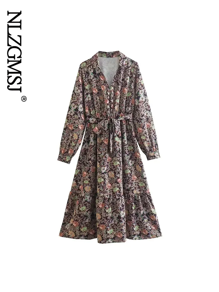 Nlzgmsj Women Fashion With Belt Paisley Print Midi Shirt Dress Vintage Long Sleeve Front Button Female Dresses Vestidos Mujer 
Nlzgmsj Women Fashion With Belt Paisley Print Midi Shirt Dress Vintage Long Sleeve Front Button Female Dresses Vestidos Mujer