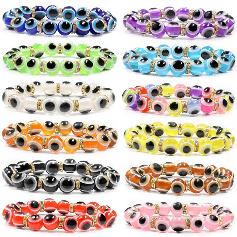 10mm Colorful Evil Eye Beads Bracelet for Women Men Lucky Turkish Blue Eye Bracelets Fatima Hand Butterfly Charm Jewelry Gifts
10mm Colorful Evil Eye Beads Bracelet for Women Men Lucky Turkish Blue Eye Bracelets Fatima Hand Butterfly Charm Jewelry Gifts