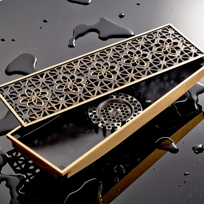 80*300 MM Floor Drain Brass Rectangular Antique Retro Large Bathroom Toilet Deodorant With Displacement
80*300 MM Floor Drain Brass Rectangular Antique Retro Large Bathroom Toilet Deodorant With Displacement