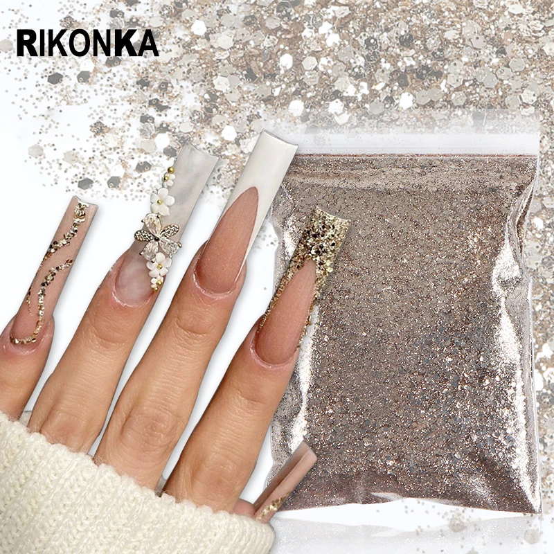 50g Shiny Gold Silver Glitter Nail Powder Sparkly Metal Flakes Sequins Dust For Manicure Polish DIY Charms Nail Art Decorations
50g Shiny Gold Silver Glitter Nail Powder Sparkly Metal Flakes Sequins Dust For Manicure Polish DIY Charms Nail Art Decorations