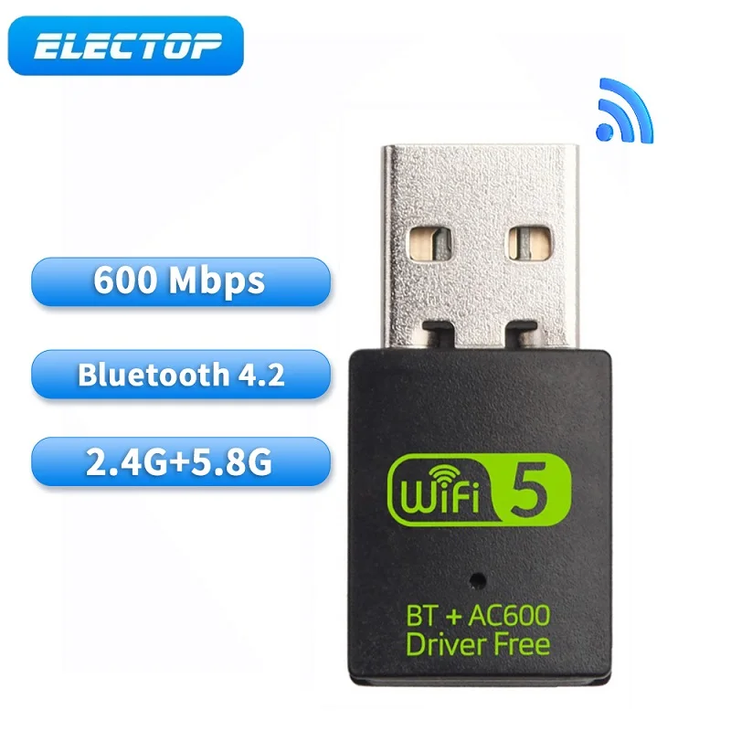 ELECTOP 2 in 1 Bluetooth 4.2 USB Wifi Adapter 600Mbps Free Driver Dual Band Wifi Dongle Receiver Wireless Network Card for PC
ELECTOP 2 in 1 Bluetooth 4.2 USB Wifi Adapter 600Mbps Free Driver Dual Band Wifi Dongle Receiver Wireless Network Card for PC