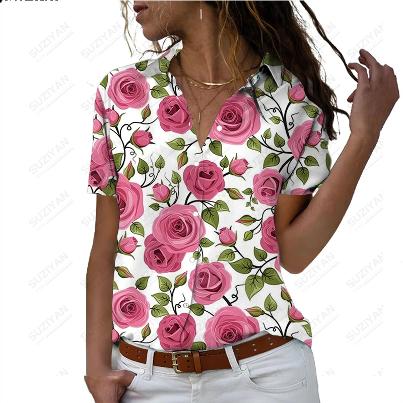2023 Spring and Autumn New Women's Short Sleeve Shirt Colorful Flower 3D Printed Polo Collar Buckle Short Sleeve Cardigan Top
2023 Spring and Autumn New Women's Short Sleeve Shirt Colorful Flower 3D Printed Polo Collar Buckle Short Sleeve Cardigan Top