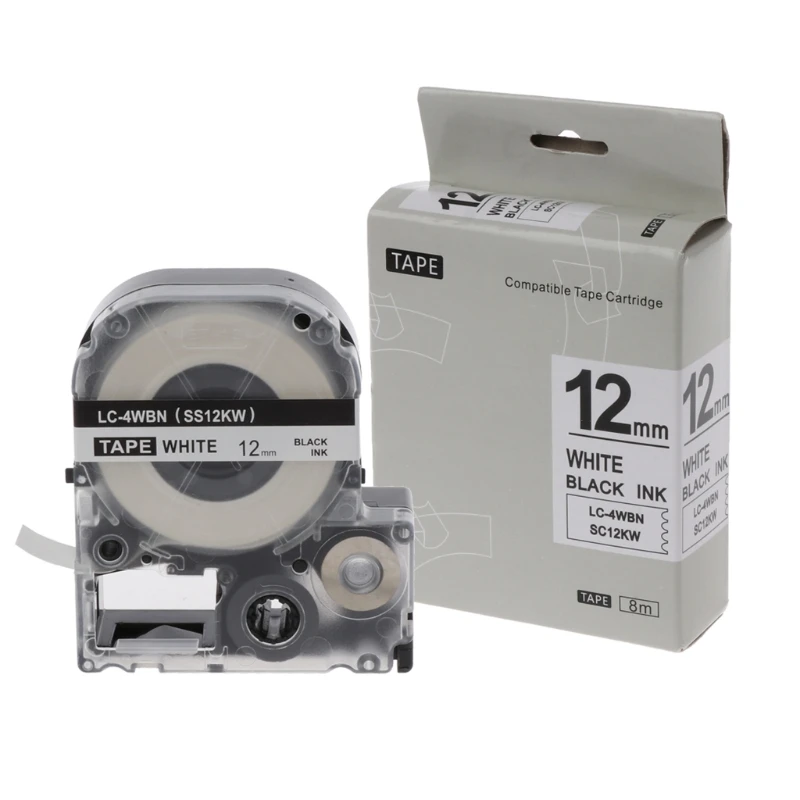Black on White Label Tape Ruban Label Tapes 12mm forEpson LC-5WBW LW-300 LW-400 B2RC
Black on White Label Tape Ruban Label Tapes 12mm forEpson LC-5WBW LW-300 LW-400 B2RC