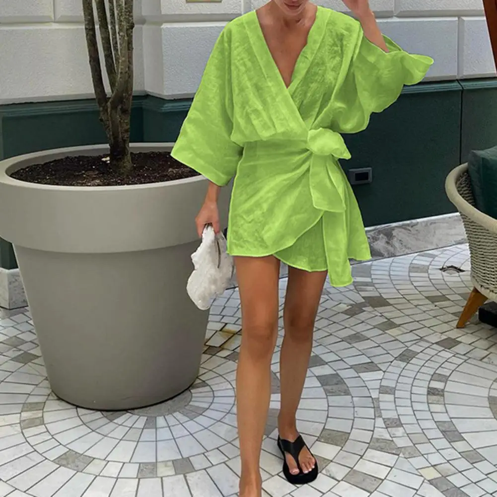 Dresses For Women 2022 Elegant Wrap V-neck Lantern Sleeve Mid-Rise Dress Lace-up Irregular Hem Mini Dress Women Clothing
Dresses For Women 2022 Elegant Wrap V-neck Lantern Sleeve Mid-Rise Dress Lace-up Irregular Hem Mini Dress Women Clothing