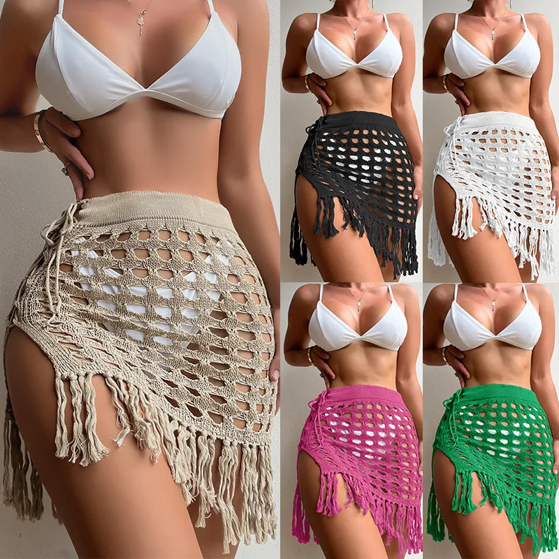 Knitted Hollowed Out Skirt, See-through Skirt, Slit Tassels, Beach Holiday, Europe and the United States, New, Sexy
Knitted Hollowed Out Skirt, See-through Skirt, Slit Tassels, Beach Holiday, Europe and the United States, New, Sexy