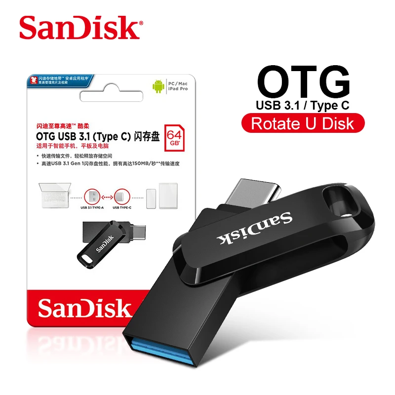 

SanDisk Ultra Dual Drive OTG Pen Drive Type-C with USB 3.1 Pendrive 32GB 64GB 128GB 256GB U Stick 150M/s for Smartphone Laptop