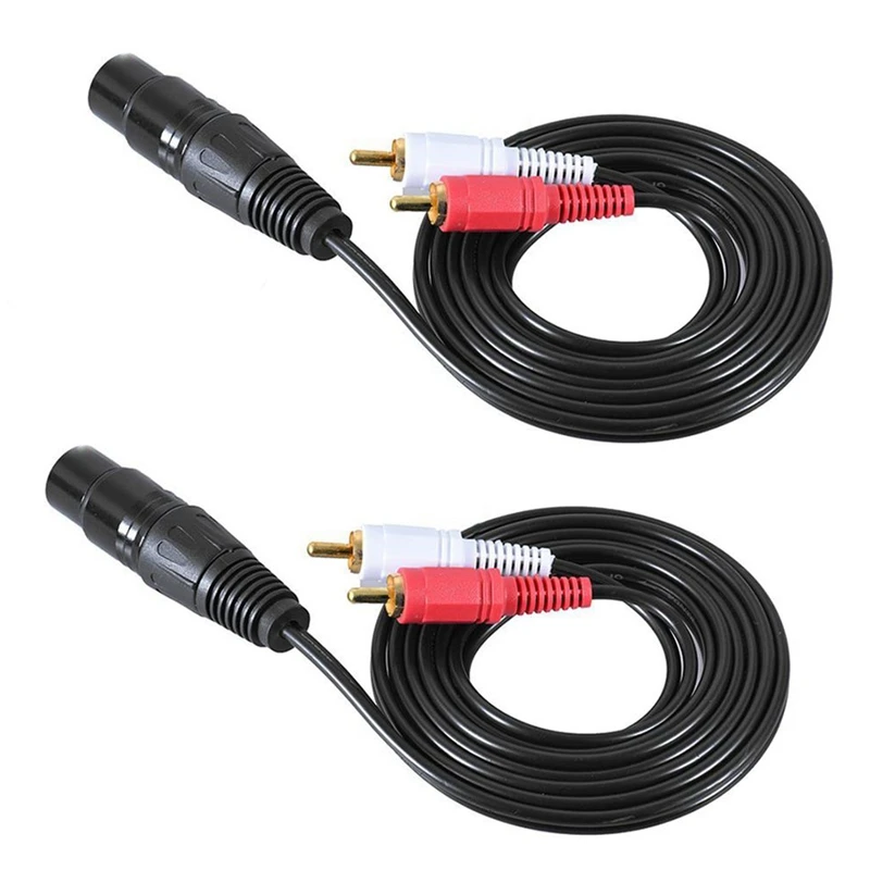 

RISE-2X 1.5M/ 5Ft Stereo Audio Splitter Patch Y Cable Cord 1 XLR Female To 2 RCA Male Plug