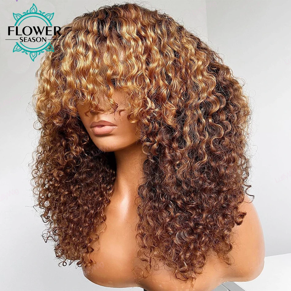 Ombre Curly Wigs With Bangs Kinky Curly Ombre Blonde Wigs Human Hair Machine Made Scalp Top Wig 200Density for Black Women
Ombre Curly Wigs With Bangs Kinky Curly Ombre Blonde Wigs Human Hair Machine Made Scalp Top Wig 200Density for Black Women