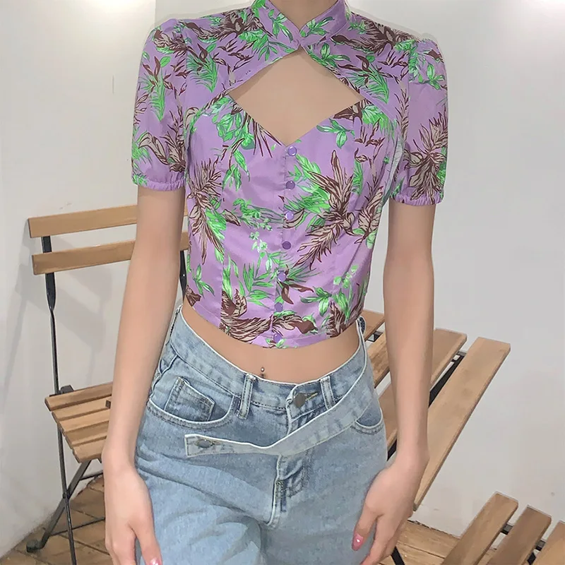 Summer Clothes for Women Corset Sexy Cut Out Short Sleeve Button Up T Shirts 90s Aesthetic Purple Gothic Vintage Print Crop Tops
Summer Clothes for Women Corset Sexy Cut Out Short Sleeve Button Up T Shirts 90s Aesthetic Purple Gothic Vintage Print Crop Tops