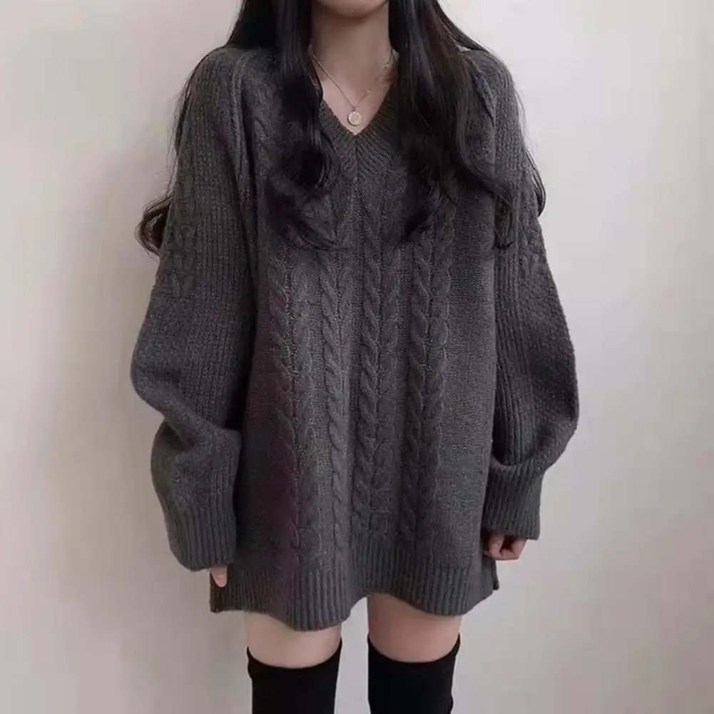 Loose Sweater Gothic Women's Irregular Ripped Twist Pullover Mid-length Top V Neck Long Sleeve Knit Pullover Sweater
Loose Sweater Gothic Women's Irregular Ripped Twist Pullover Mid-length Top V Neck Long Sleeve Knit Pullover Sweater