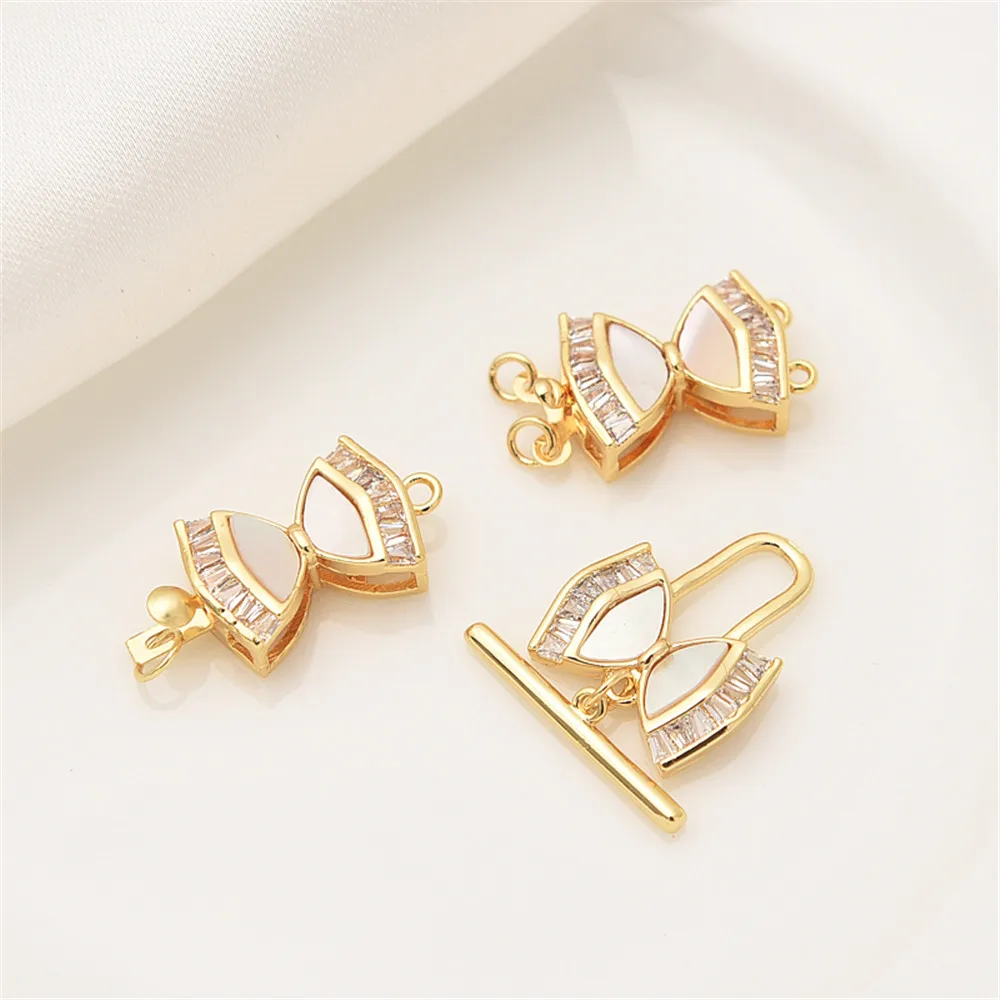18-carat gold micro-set white shell bow insert buckle handmade diy pearl necklace bracelet closing OT buckle head
18-carat gold micro-set white shell bow insert buckle handmade diy pearl necklace bracelet closing OT buckle head
