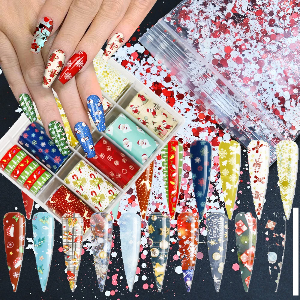Christmas Nail Foil Transfer Sticker Snowflakes Snowman Santa Nail Art Glitter Decals Decoration Xmas Series Nails Making Parts
Christmas Nail Foil Transfer Sticker Snowflakes Snowman Santa Nail Art Glitter Decals Decoration Xmas Series Nails Making Parts
