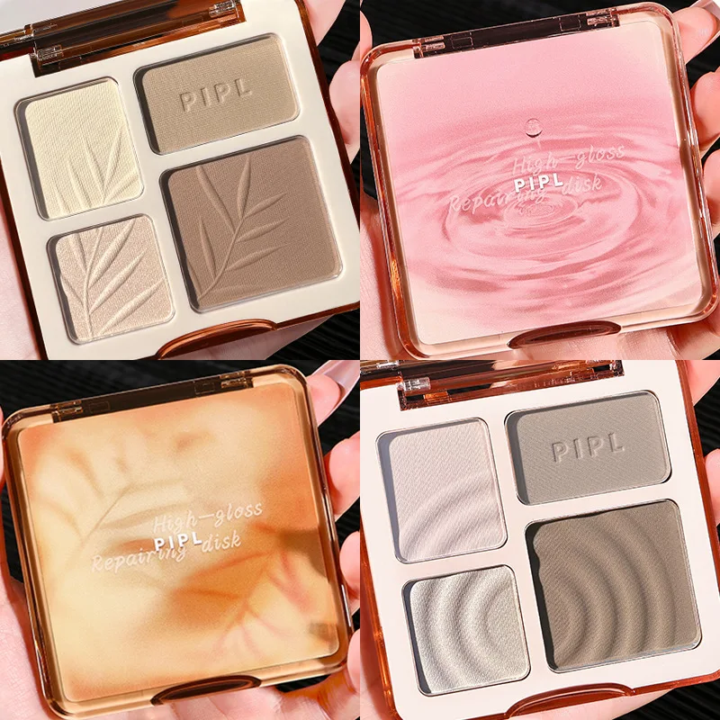 

4 Color Bronzer Highlight Contour Shading Powder Face Brighten Matte Nose Shadow Multifunctional Makeup Palette