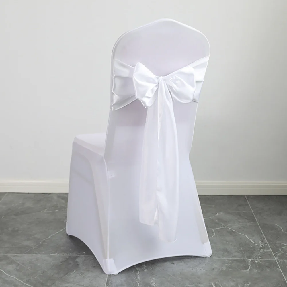 

10pcs Wedding Chair Sash High Quality Polyester Chair Bow For Chair Covers Sash Birthday Party Hotel Show Decoration Wholesale