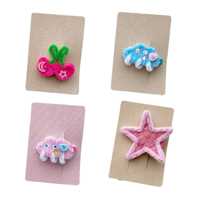 

Sweet Hair Clip Lovely Star/Cherry/Cloud Shape Duckbill Hairpin Plush Hair Clip for Unique Hairpins for Teenagers Kids